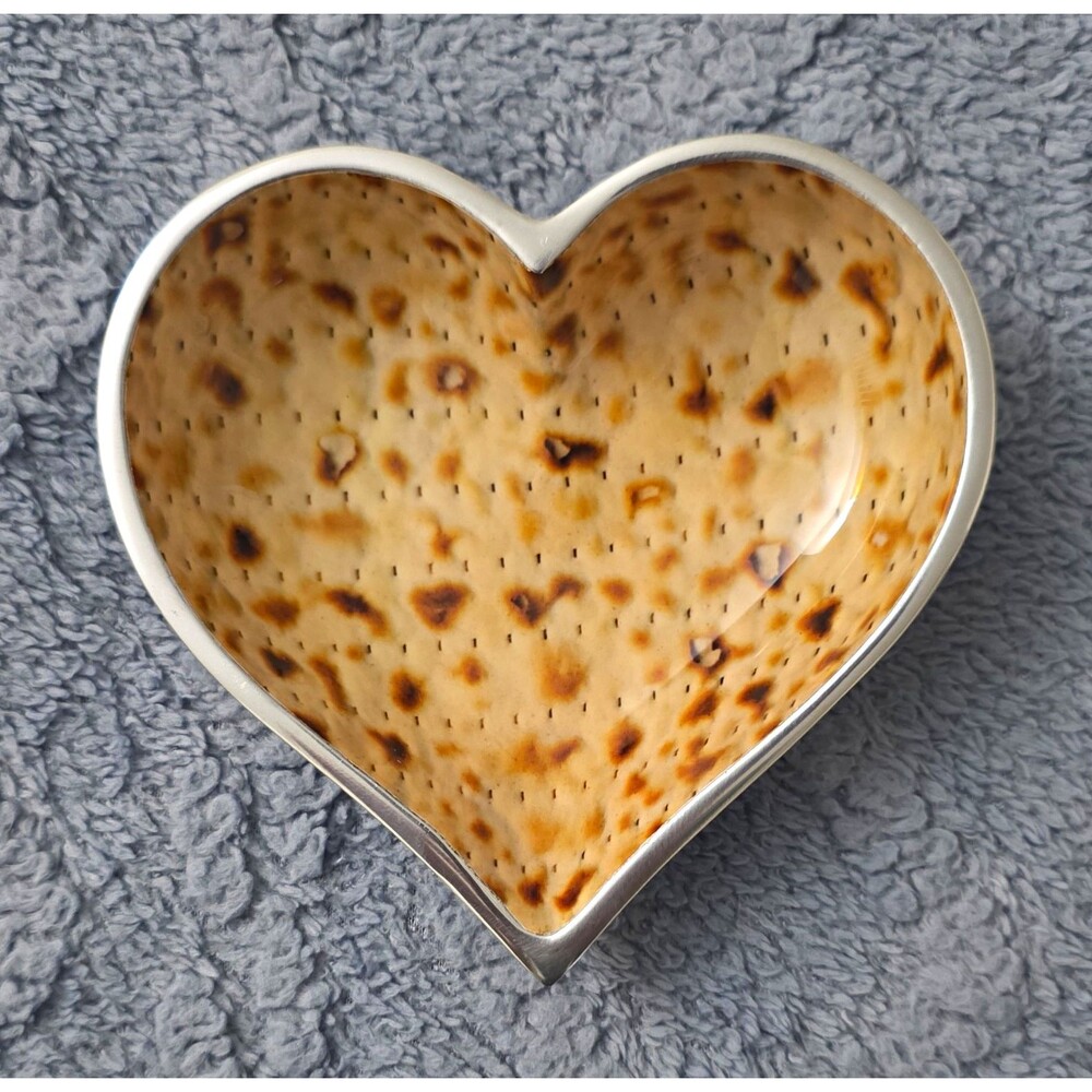 Inspirations Heart-Shaped Decorative Bowl, Silver Tone, Speckled